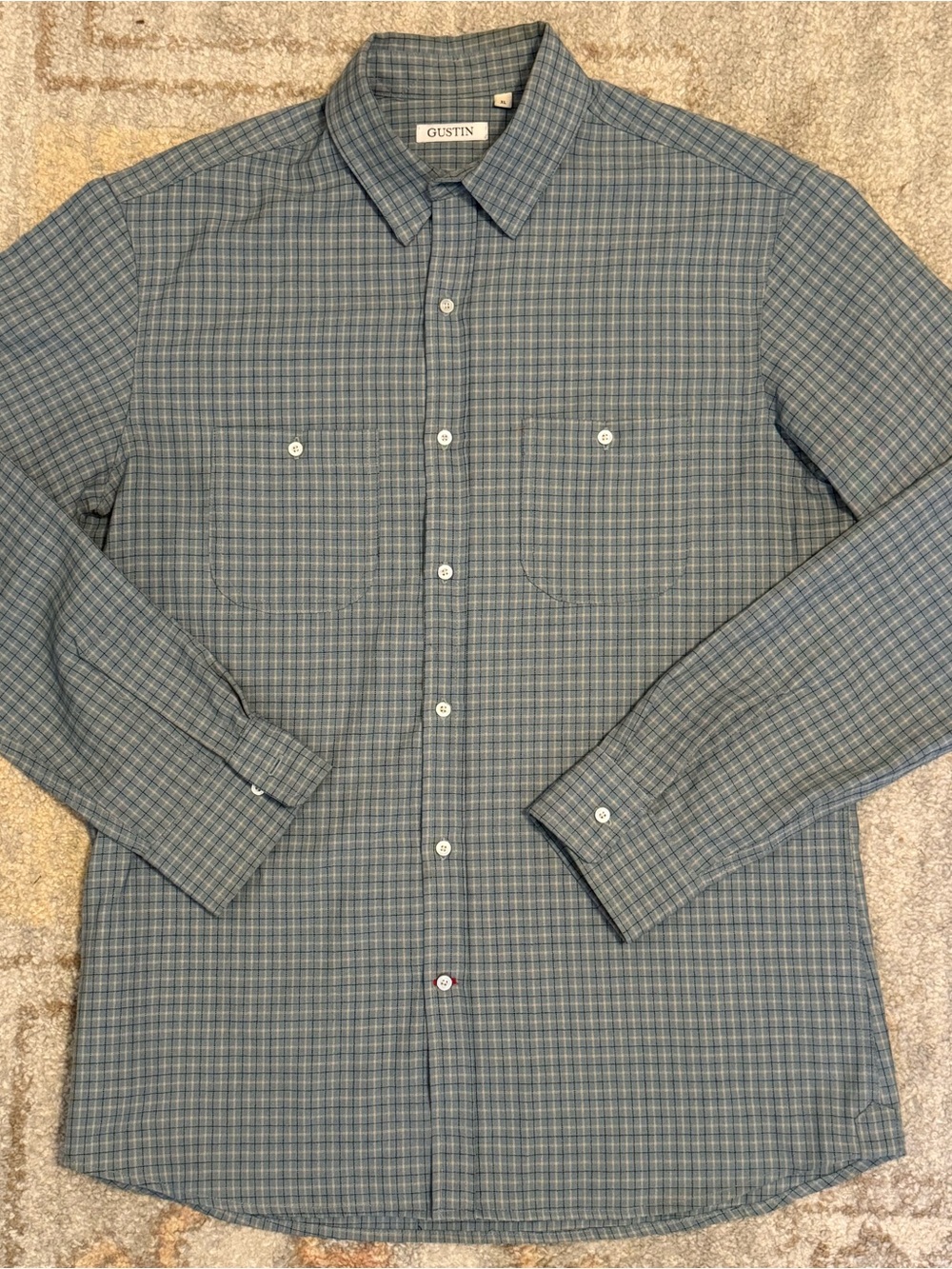 Gustin #614 Merino Wool - Blue Tattersall XL